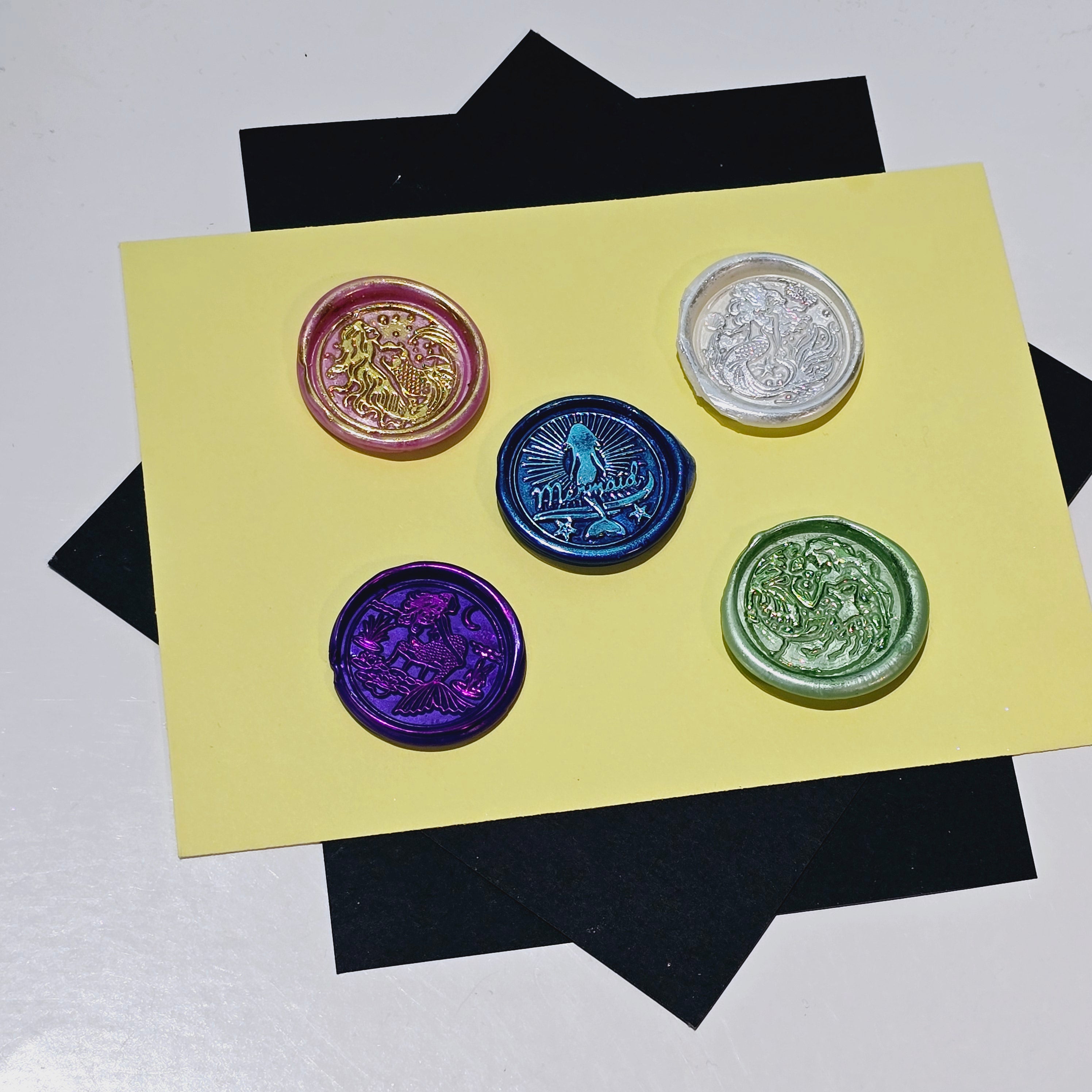 Mermaid Wax Seal Metallic Multi Color Set of Five, for cards, invitations, letters and gifts