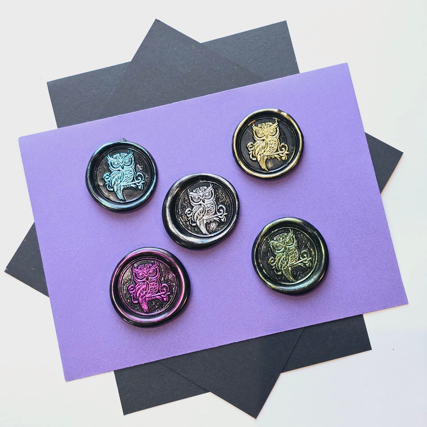 Owl Wax Seals Metallic Multi Color Set of Five