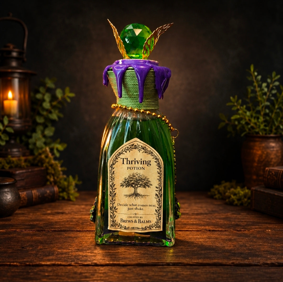 Handmade Thriving Color-Changing Decorative Potion Green - Purple Decorative Glass Bottle