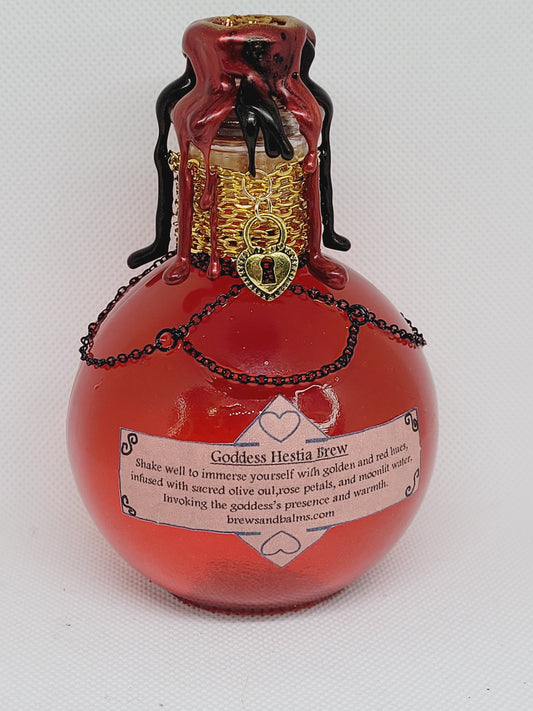 Goddess Hestia Decorative Bottle, Red and Gold Mystical Collection Round