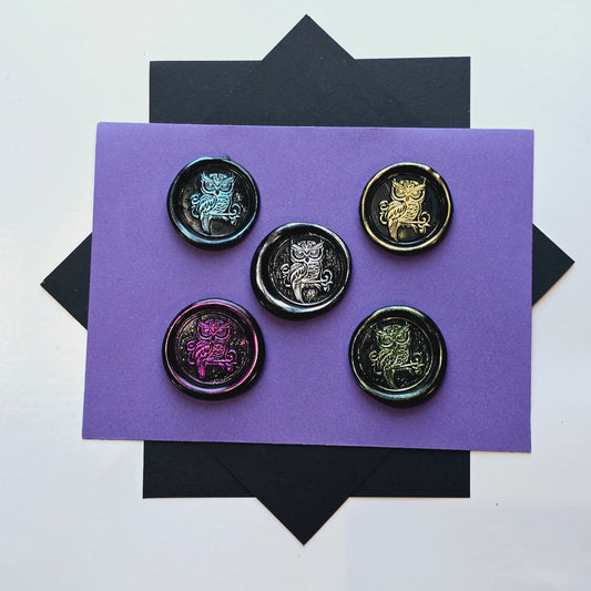 Owl Wax Seals Metallic Multi Color Set of Five