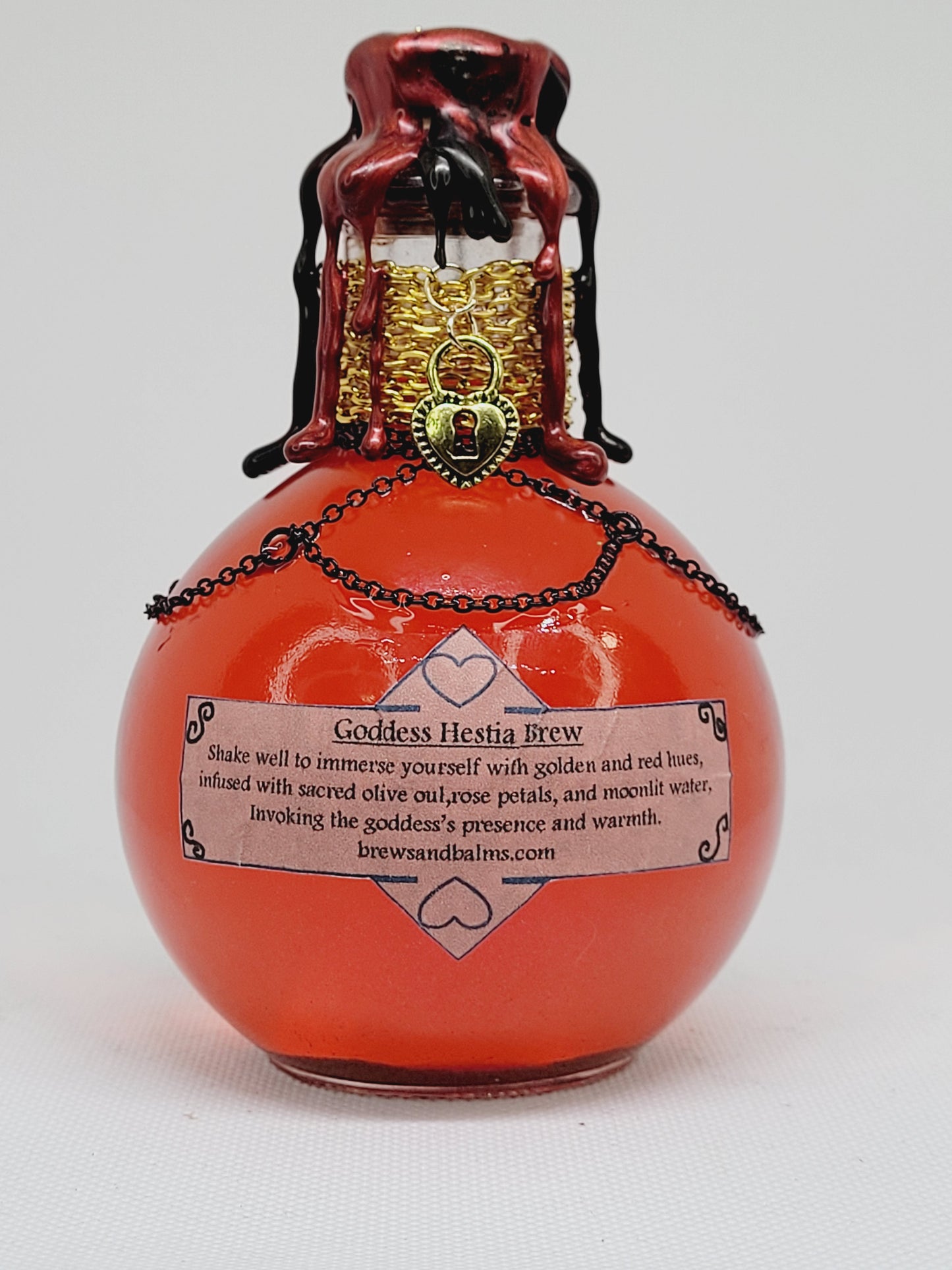 Goddess Hestia Decorative Bottle, Red and Gold Mystical Collection Round