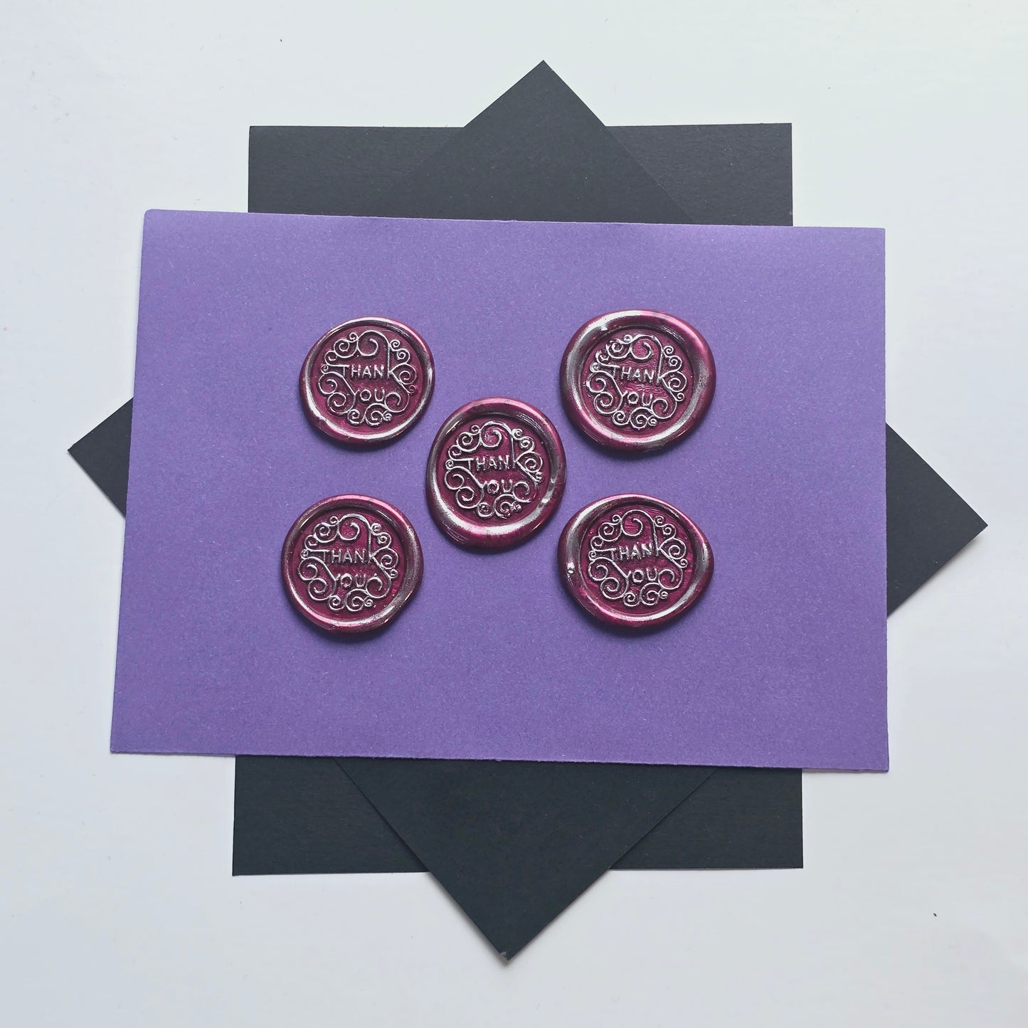 Thank You Wax Seals Red & Silver Set of Five