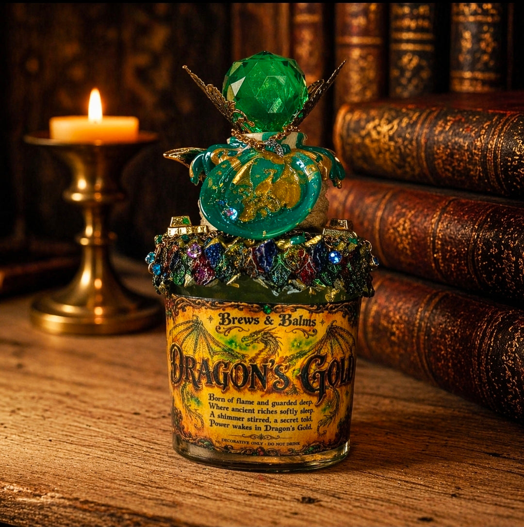 Dragon’s Gold Color Changing Potion – Fantasy Dragon Decor Elixir With Base Light