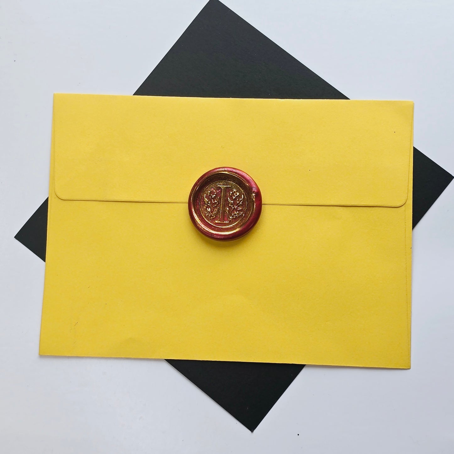 Letter I Wax Seals Metallic Deep Ruby Red Silver Gold Set of Five