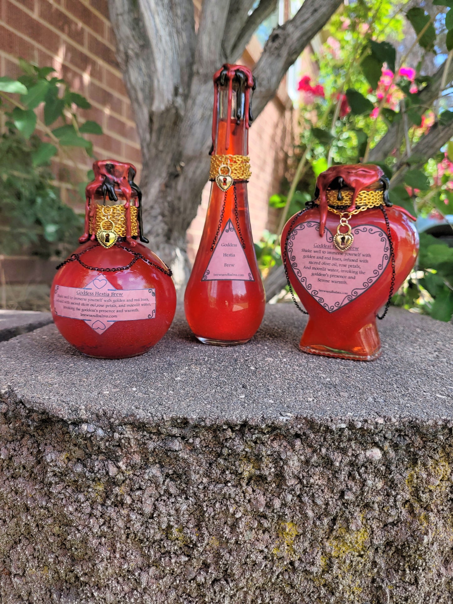 Goddess Hestia Decorative Bottle, Red and Gold Mystical Collection Round