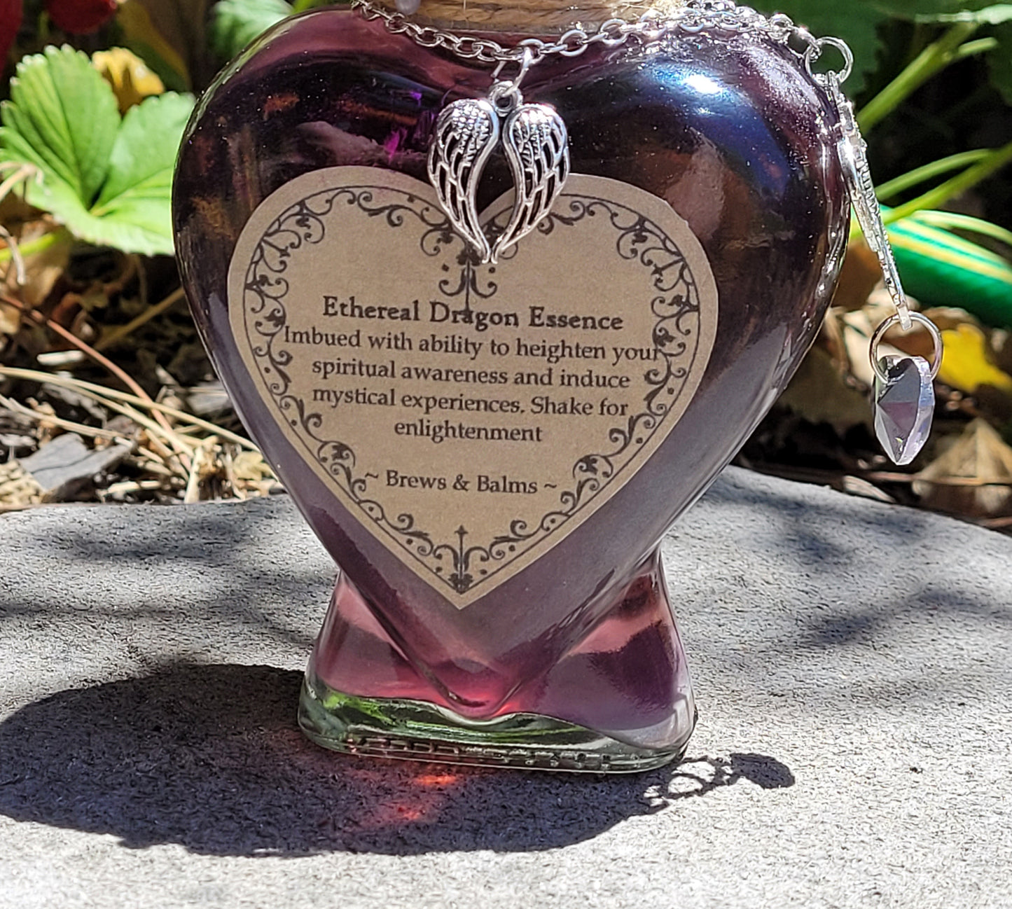 Ethereal Dragon Essence Brew Elixir Color Changing Potion Heart Shaped Bottle Purple