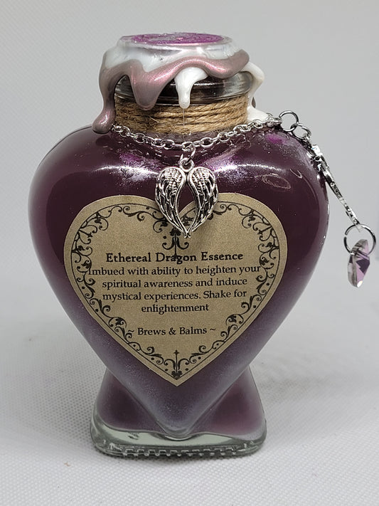 Ethereal Dragon Essence Brew Elixir Color Changing Potion Heart Shaped Bottle Purple