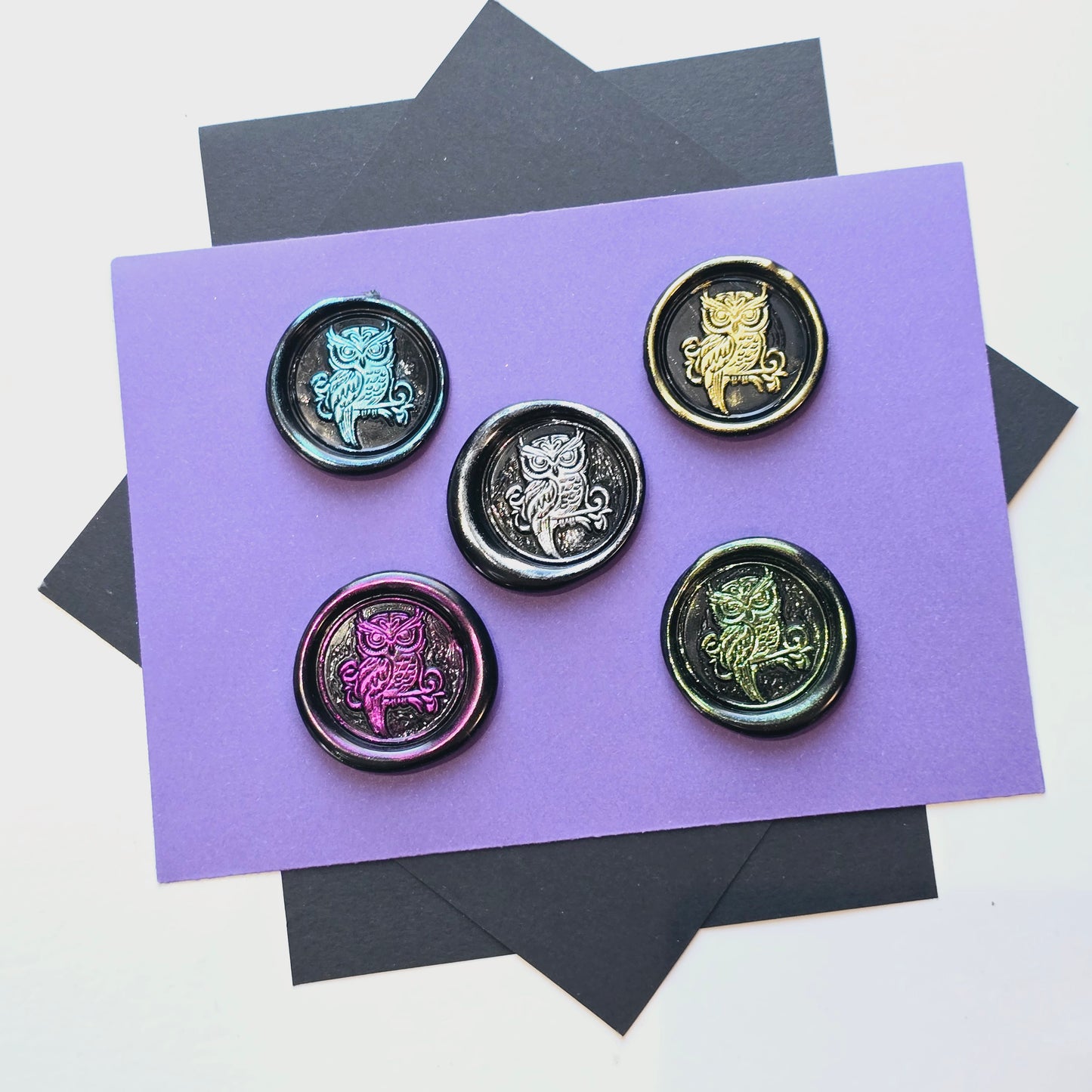 Owl Wax Seals Metallic Multi Color Set of Five