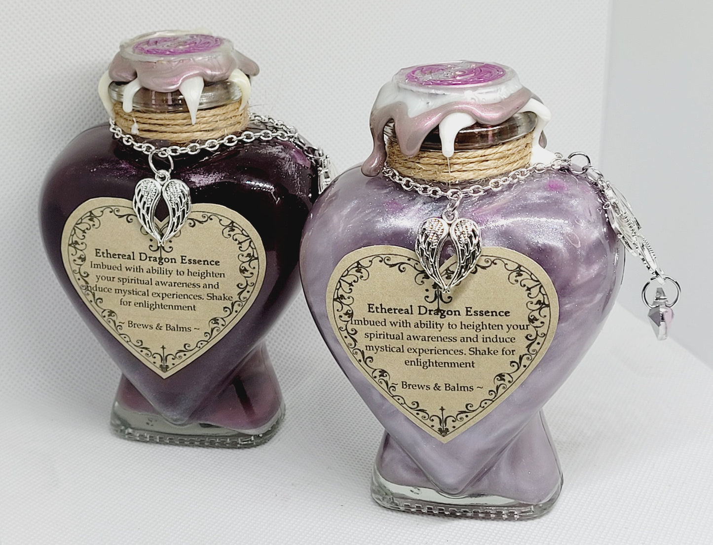 Ethereal Dragon Essence Brew Elixir Color Changing Potion Heart Shaped Bottle Purple