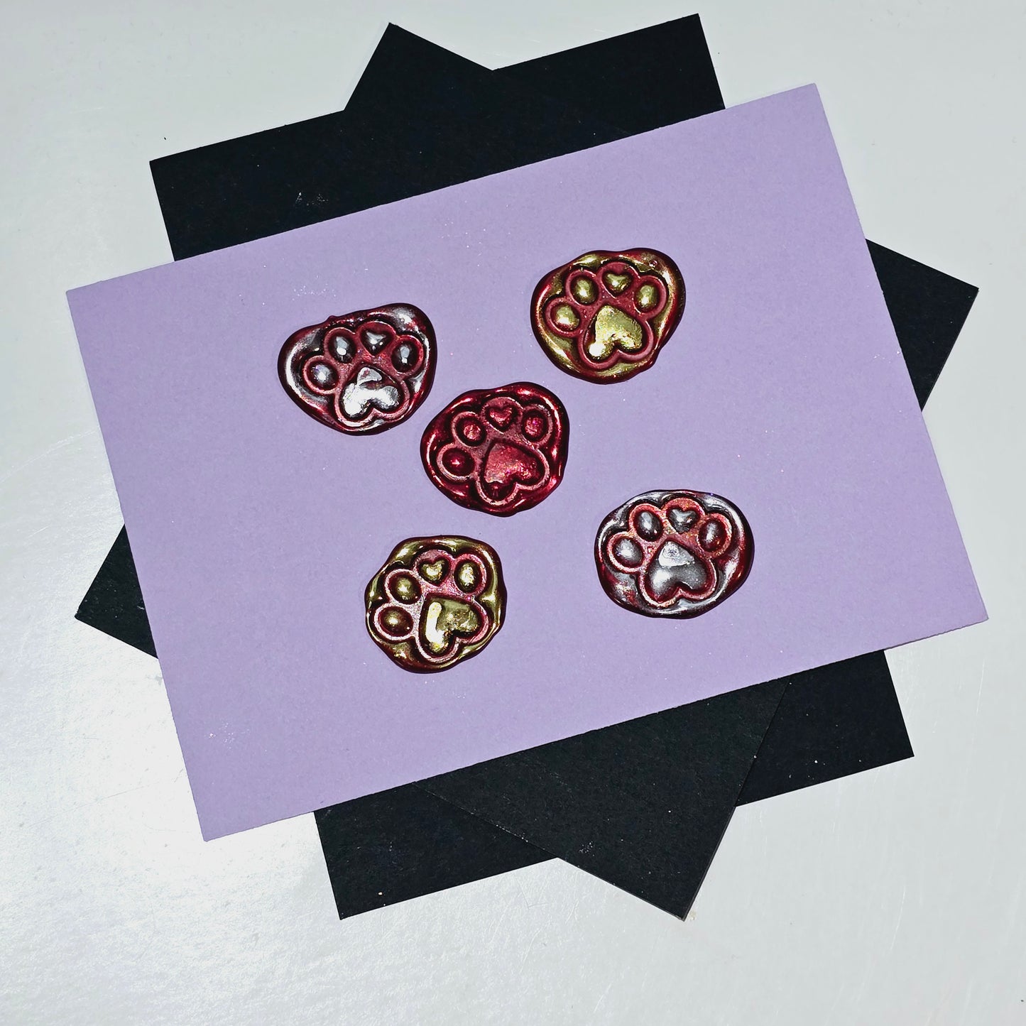 Paw Wax Seals Red Gold & Silver Set of Five