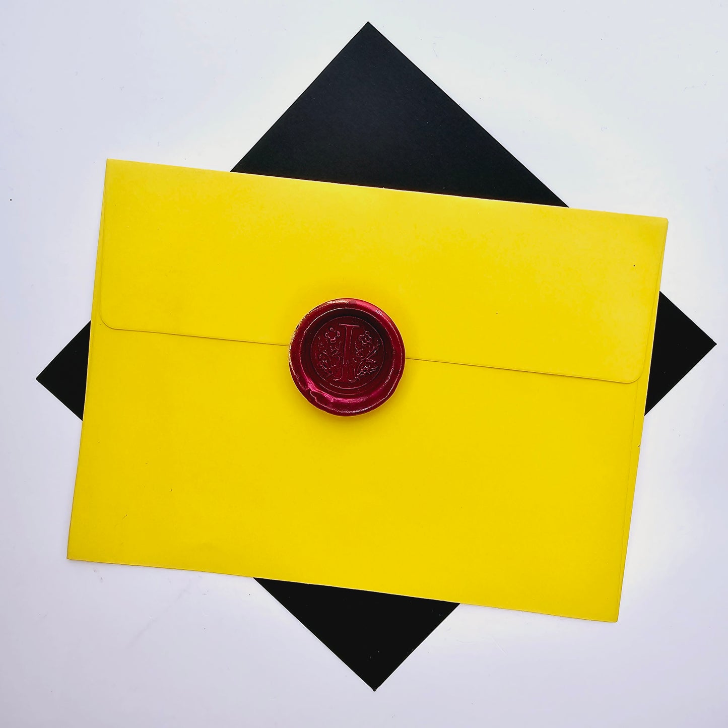 Letter I Wax Seals Metallic Deep Ruby Red Silver Gold Set of Five