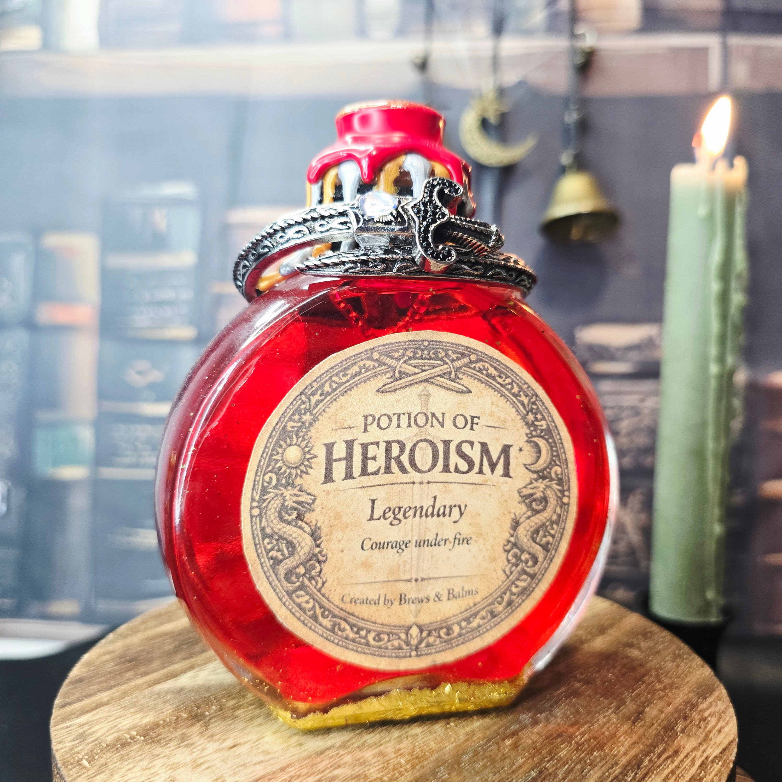 Potion of Heroism Bottle – Color Changing Fantasy Decor – Courage Under Fire Legendary