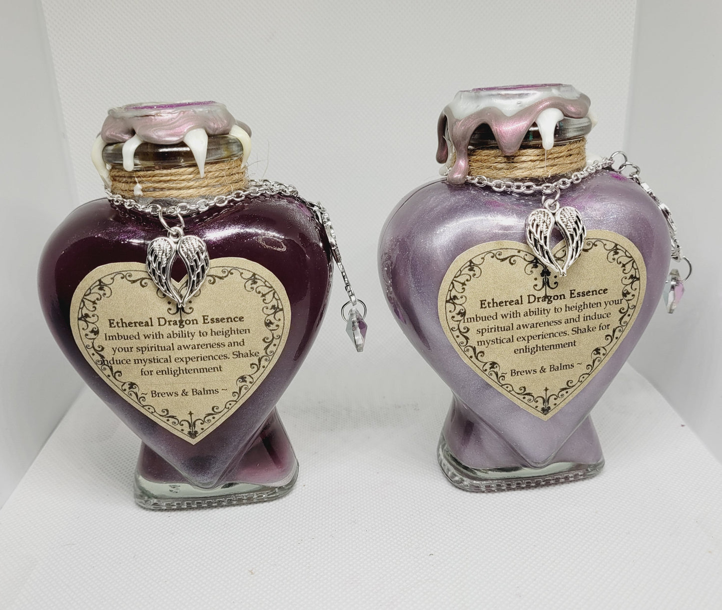 Ethereal Dragon Essence Brew Elixir Color Changing Potion Heart Shaped Bottle Purple