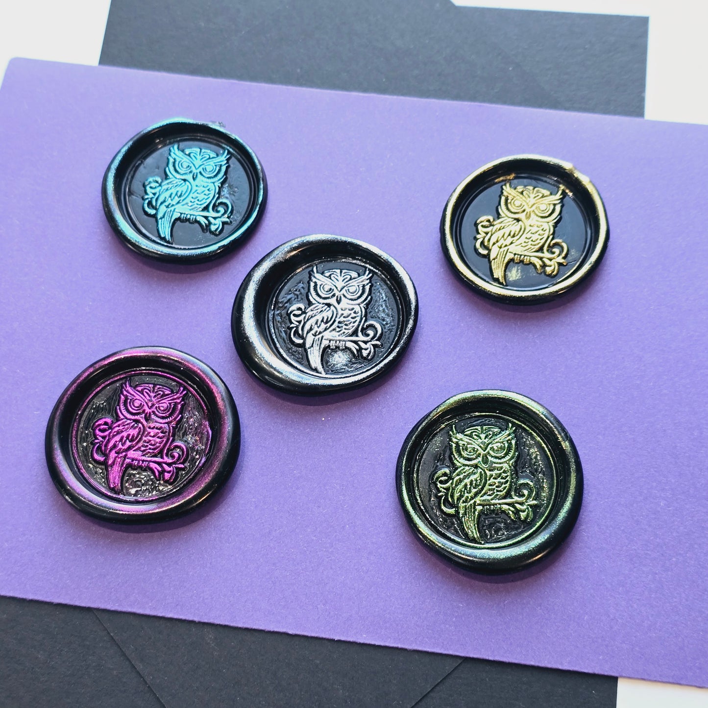 Owl Wax Seals Metallic Multi Color Set of Five