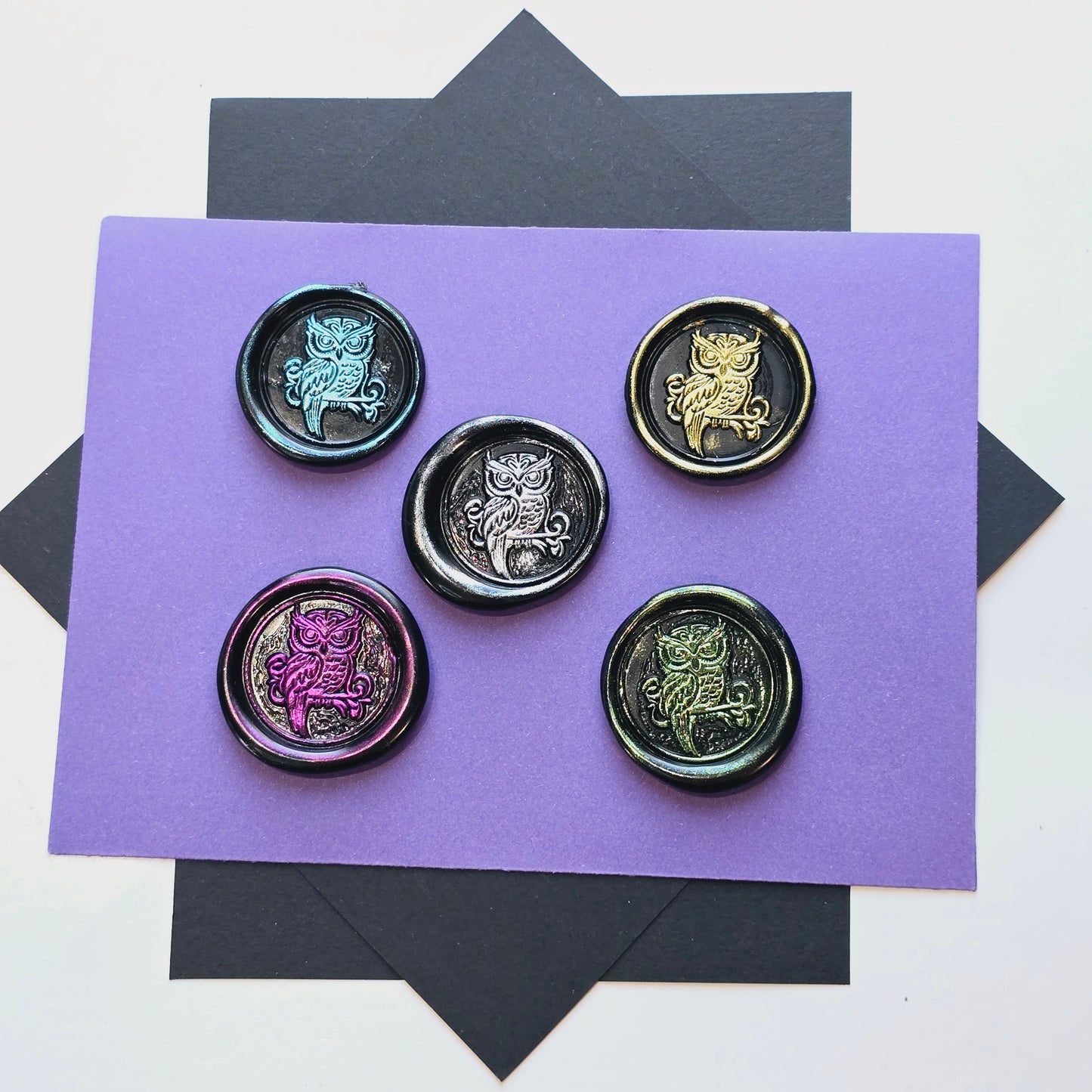 Owl Wax Seals Metallic Multi Color Set of Five