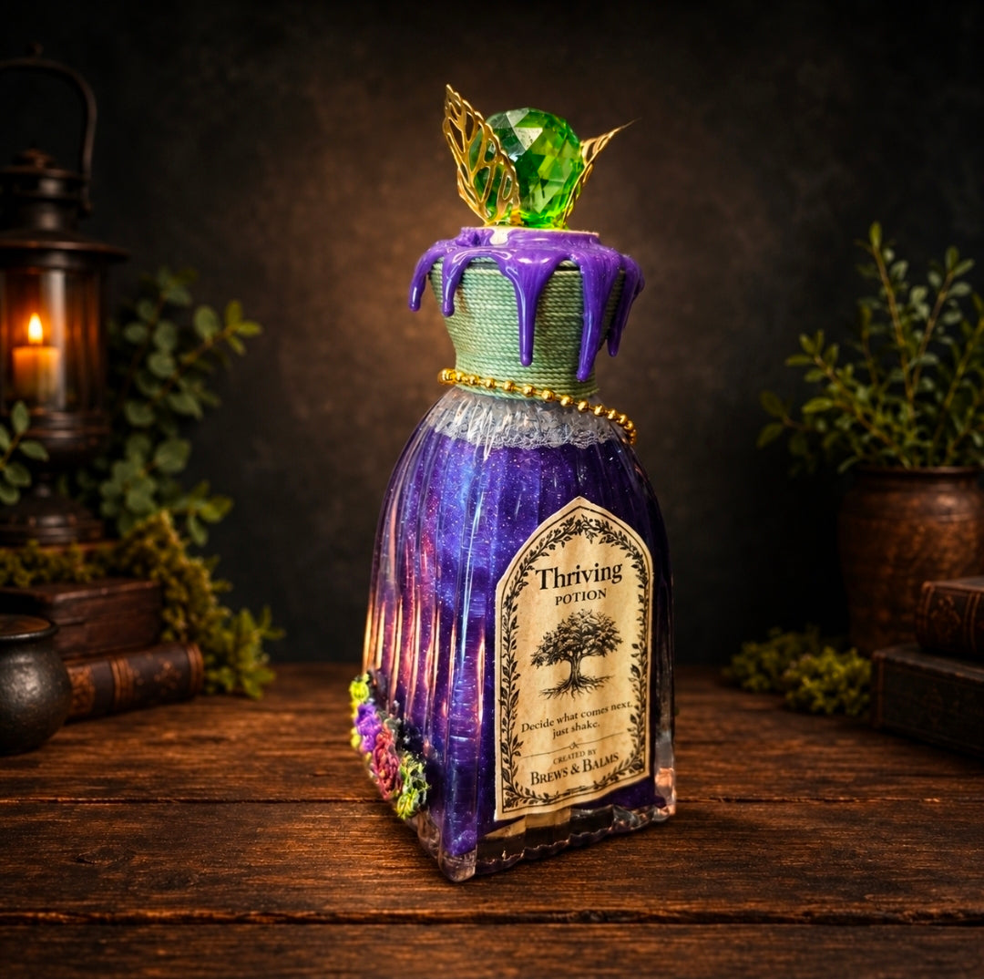 Handmade Thriving Color-Changing Decorative Potion Green - Purple Decorative Glass Bottle