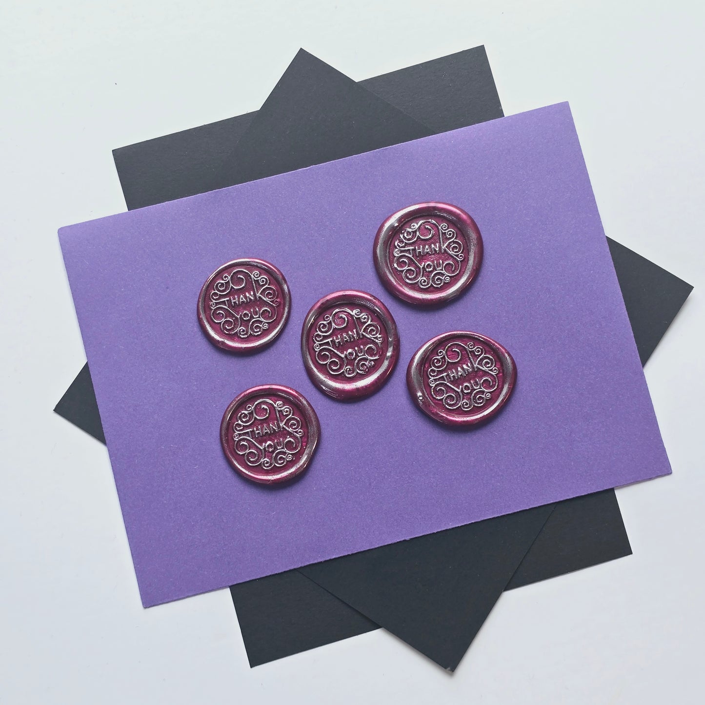 Thank You Wax Seals Red & Silver Set of Five