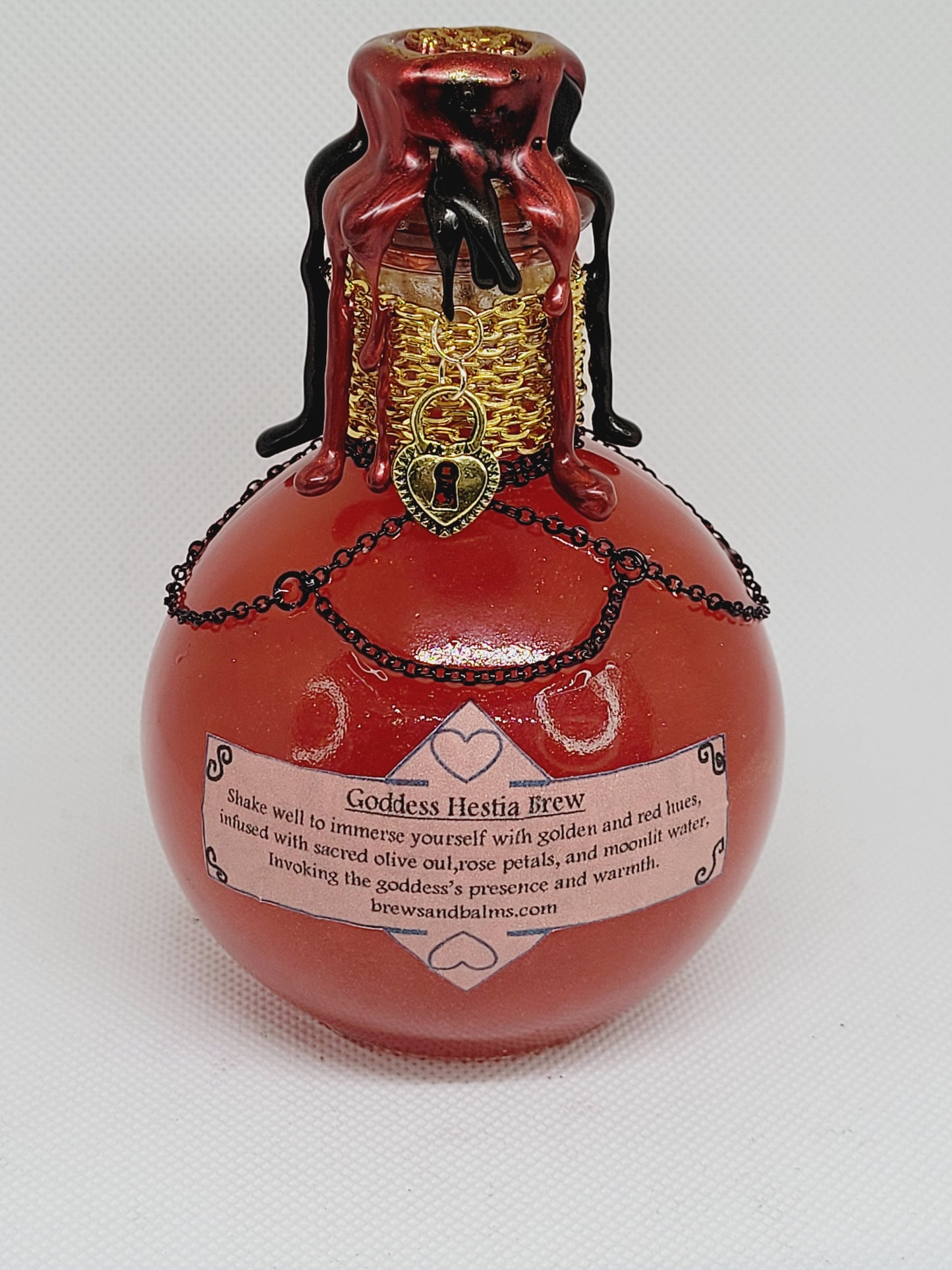 Goddess Hestia Decorative Bottle, Red and Gold Mystical Collection Round