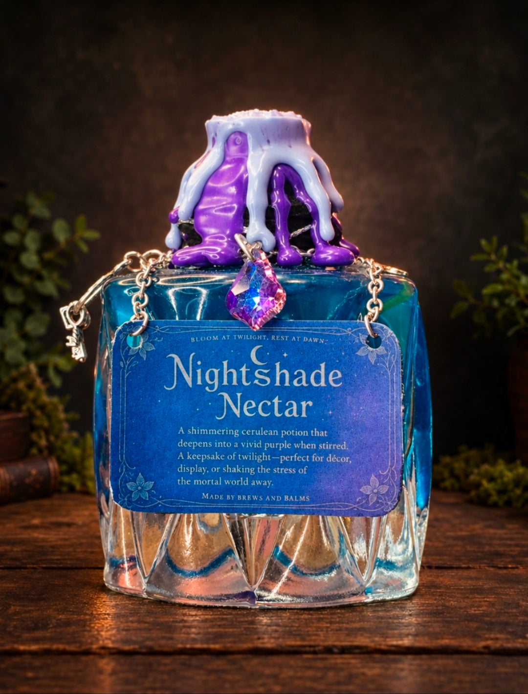 Handmade Nightshade Nectar Color Changing Decorative Bottle Potion Prop