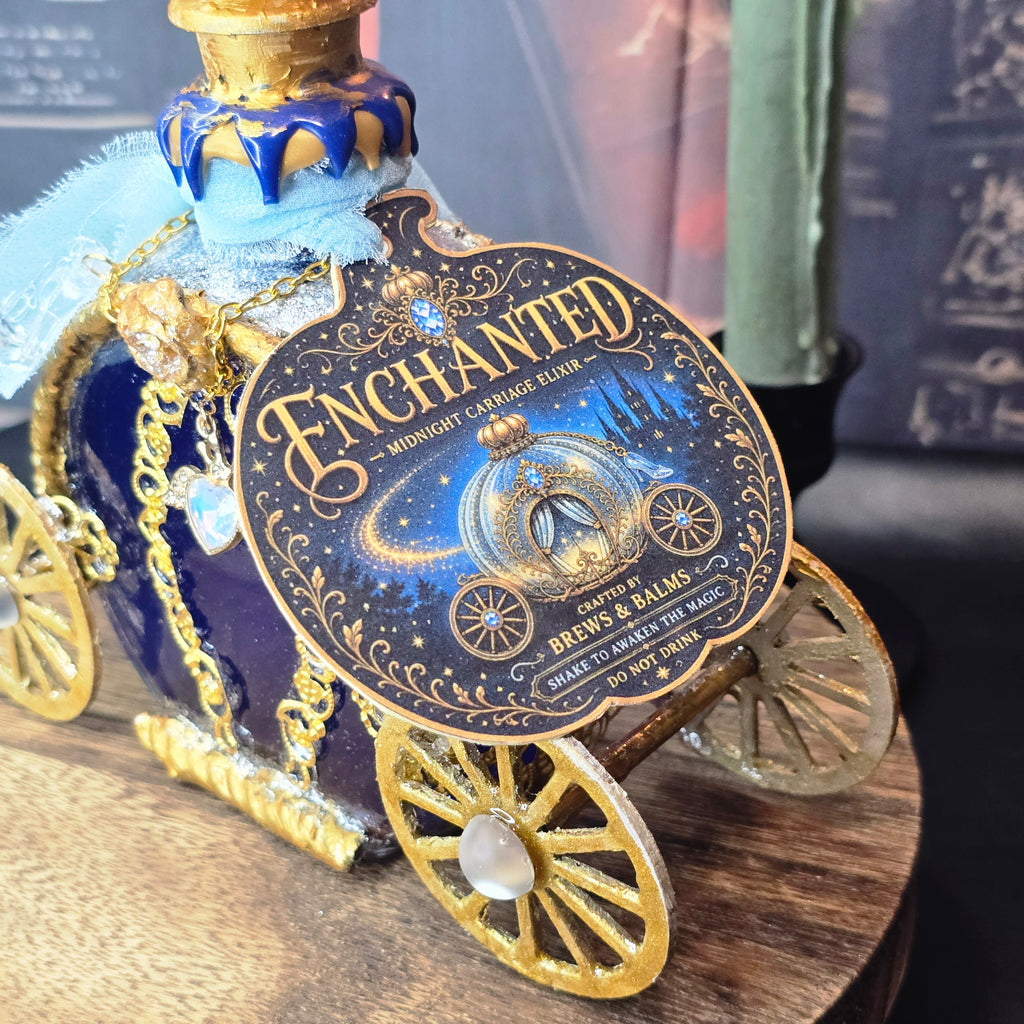 Handmade Enchanted – Midnight Carriage Elixir Decorative Color-Changing Potion Bottle