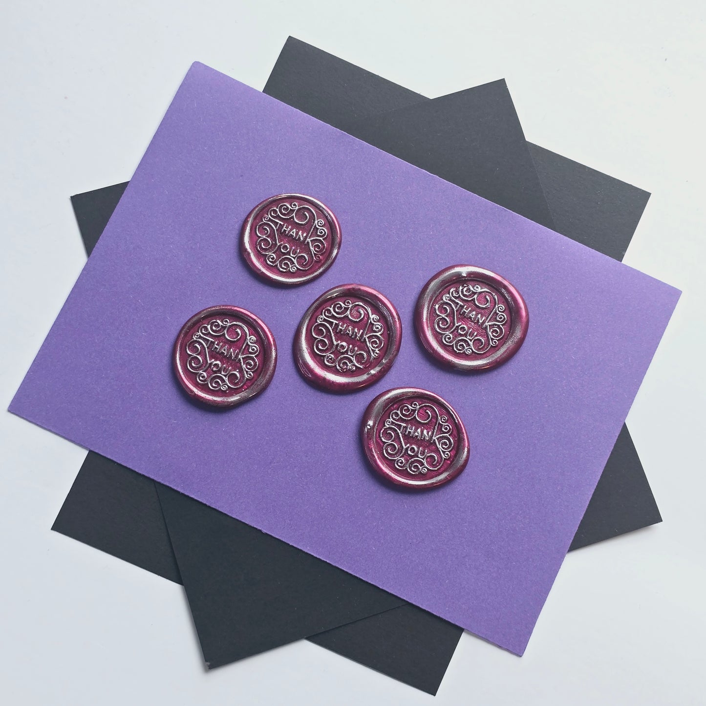 Thank You Wax Seals Red & Silver Set of Five