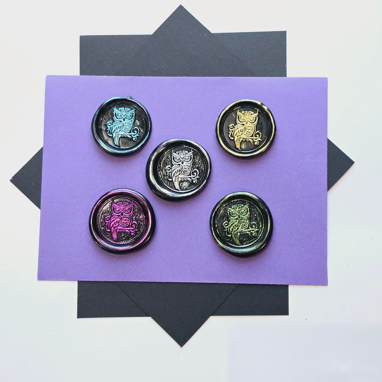 Owl Wax Seals Metallic Multi Color Set of Five