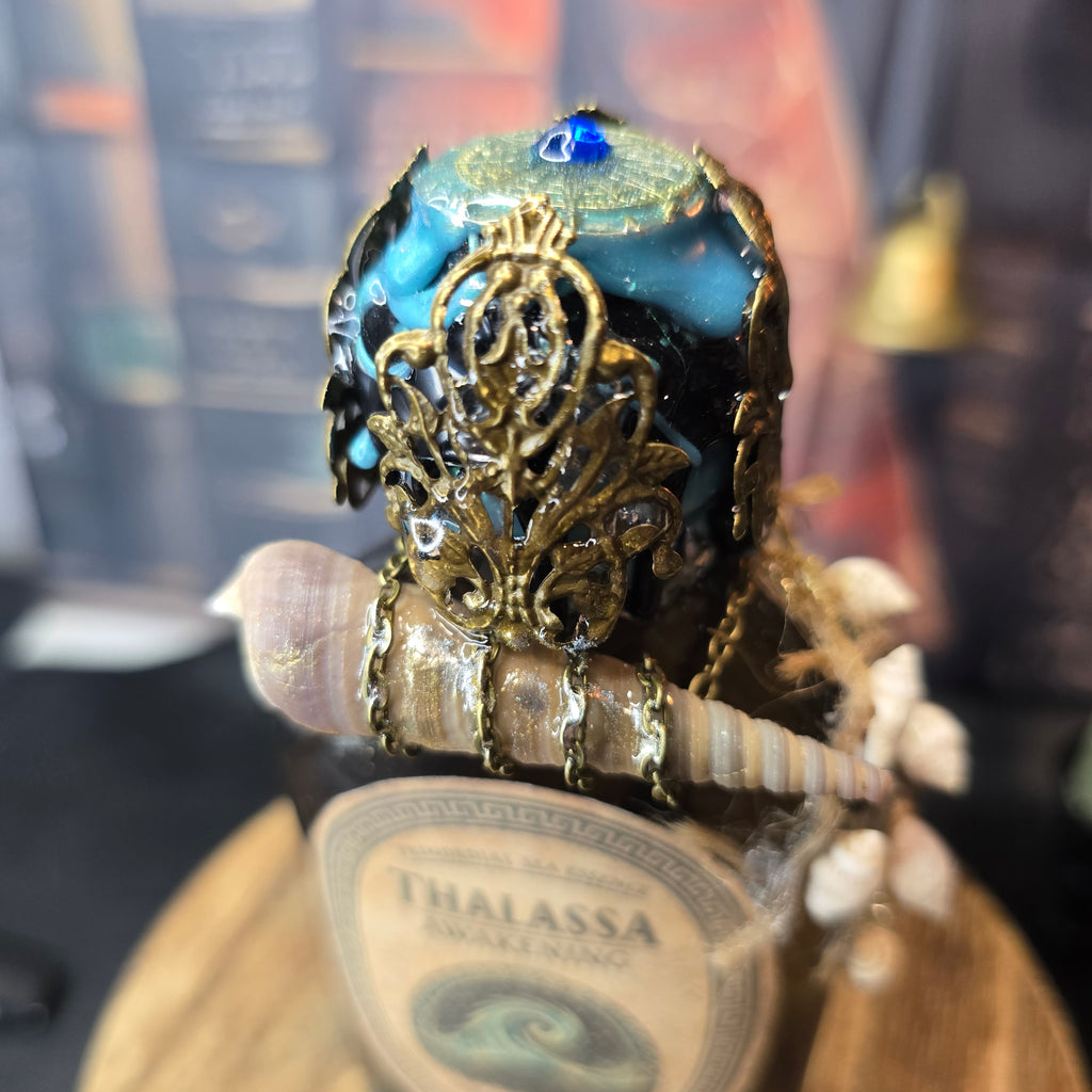 Handmade Thalassa Awakening Potion – Color Changing Ocean Decor Bottle – Black to Teal Greek Mythology Inspired Gift