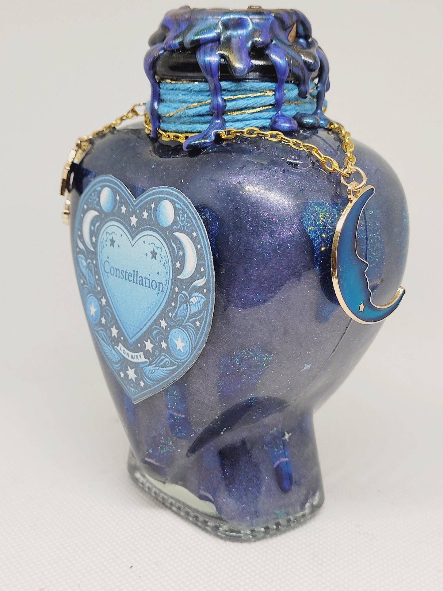 Constellation Elixir Potion Decorative Bottle, Heart Shaped Bottle Blue,Black,Gold and Silver, Be amongst the stars!