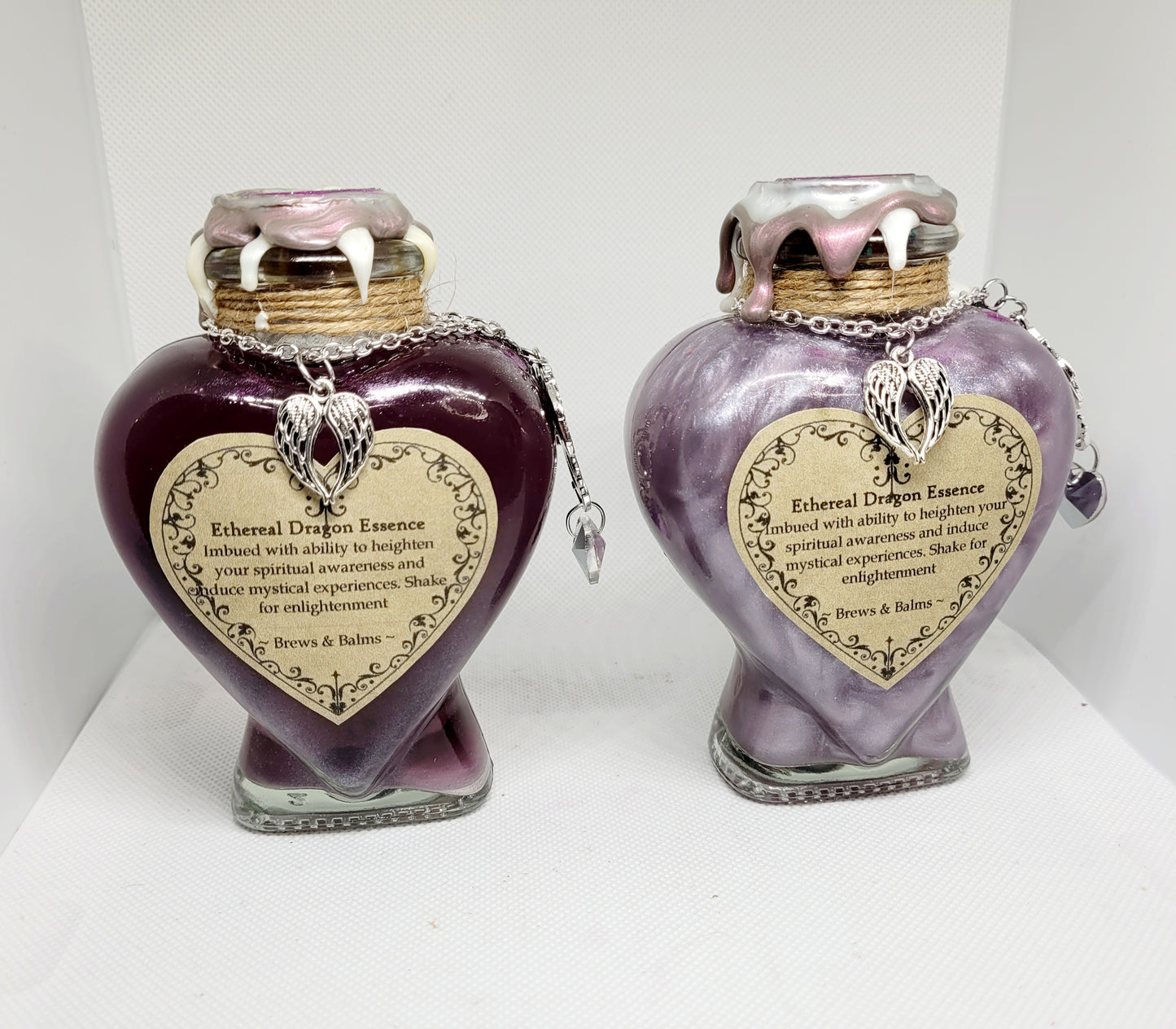 Ethereal Dragon Essence Brew Elixir Color Changing Potion Heart Shaped Bottle Purple