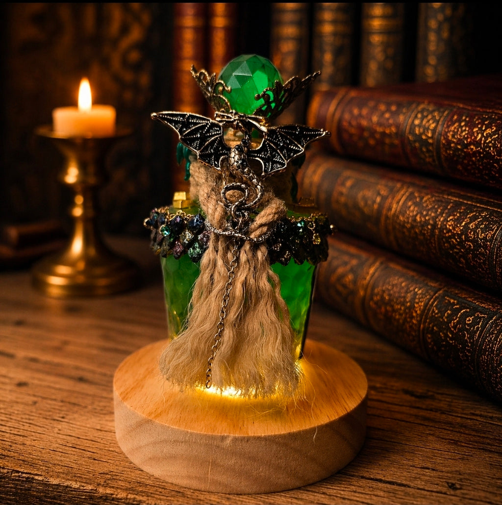 Dragon’s Gold Color Changing Potion – Fantasy Dragon Decor Elixir With Base Light