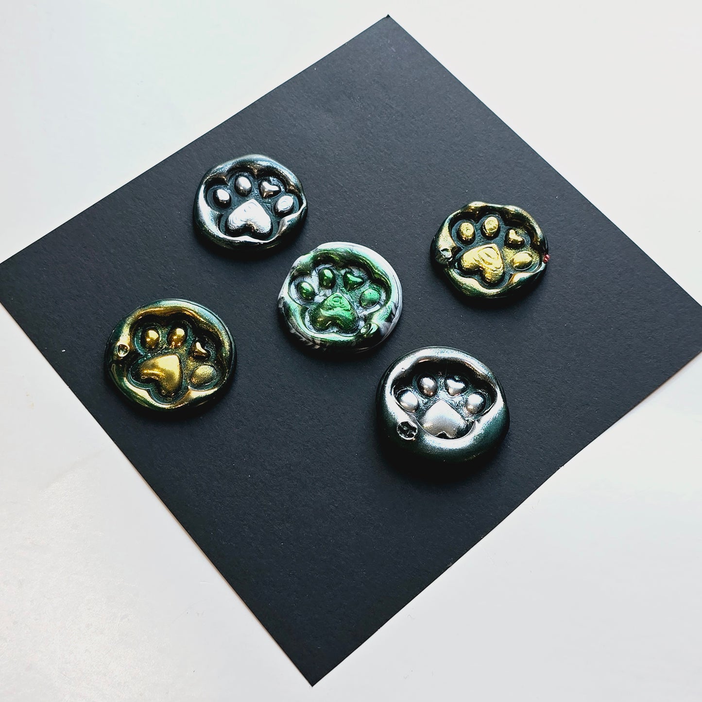 Paw Wax Seals Metallic Marbled Green, Gold & Silver Set of Five