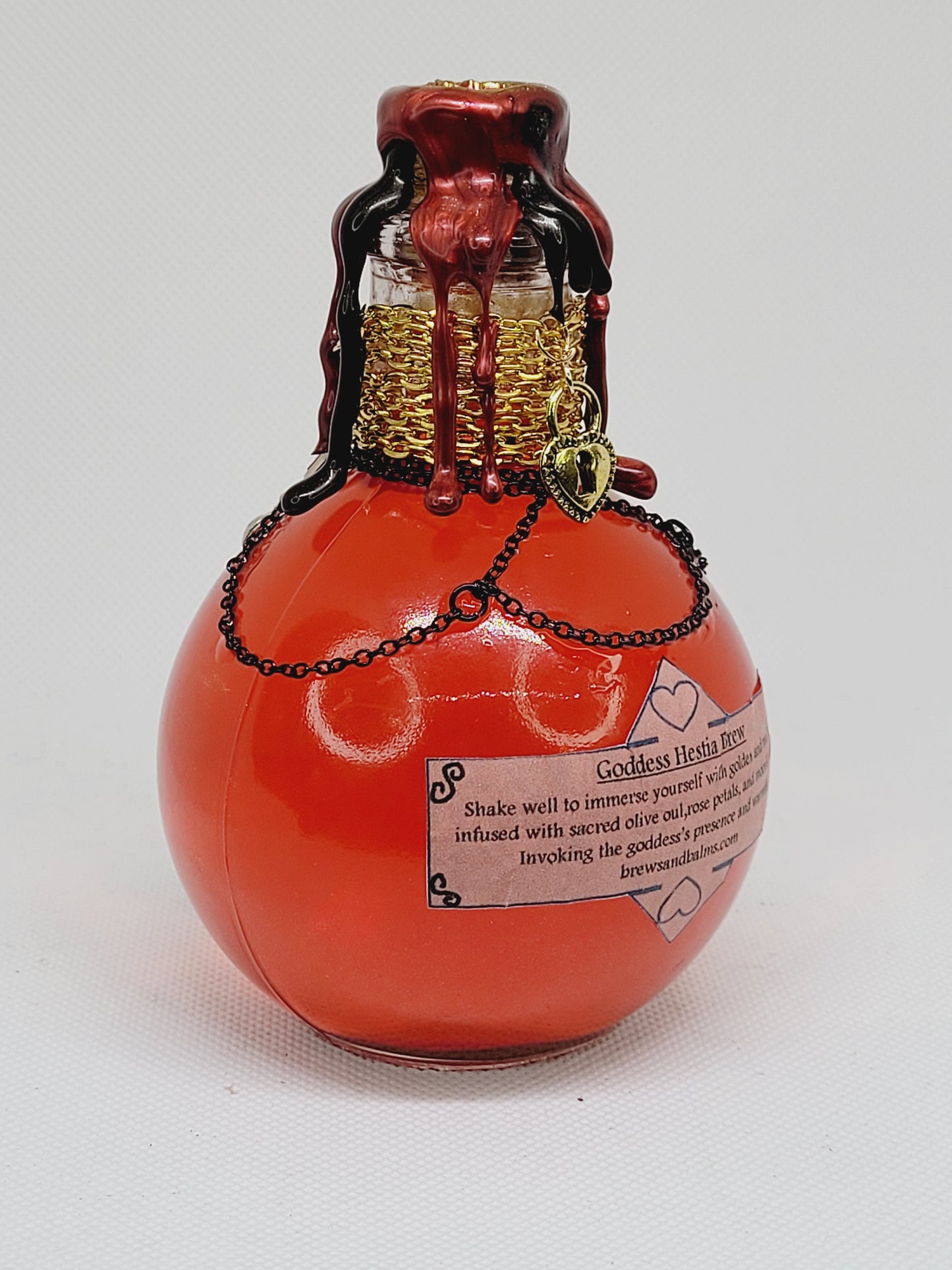 Goddess Hestia Decorative Bottle, Red and Gold Mystical Collection Round