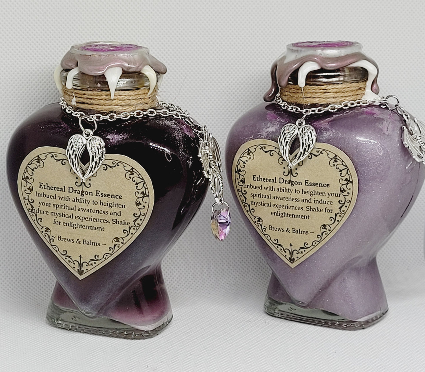 Ethereal Dragon Essence Brew Elixir Color Changing Potion Heart Shaped Bottle Purple