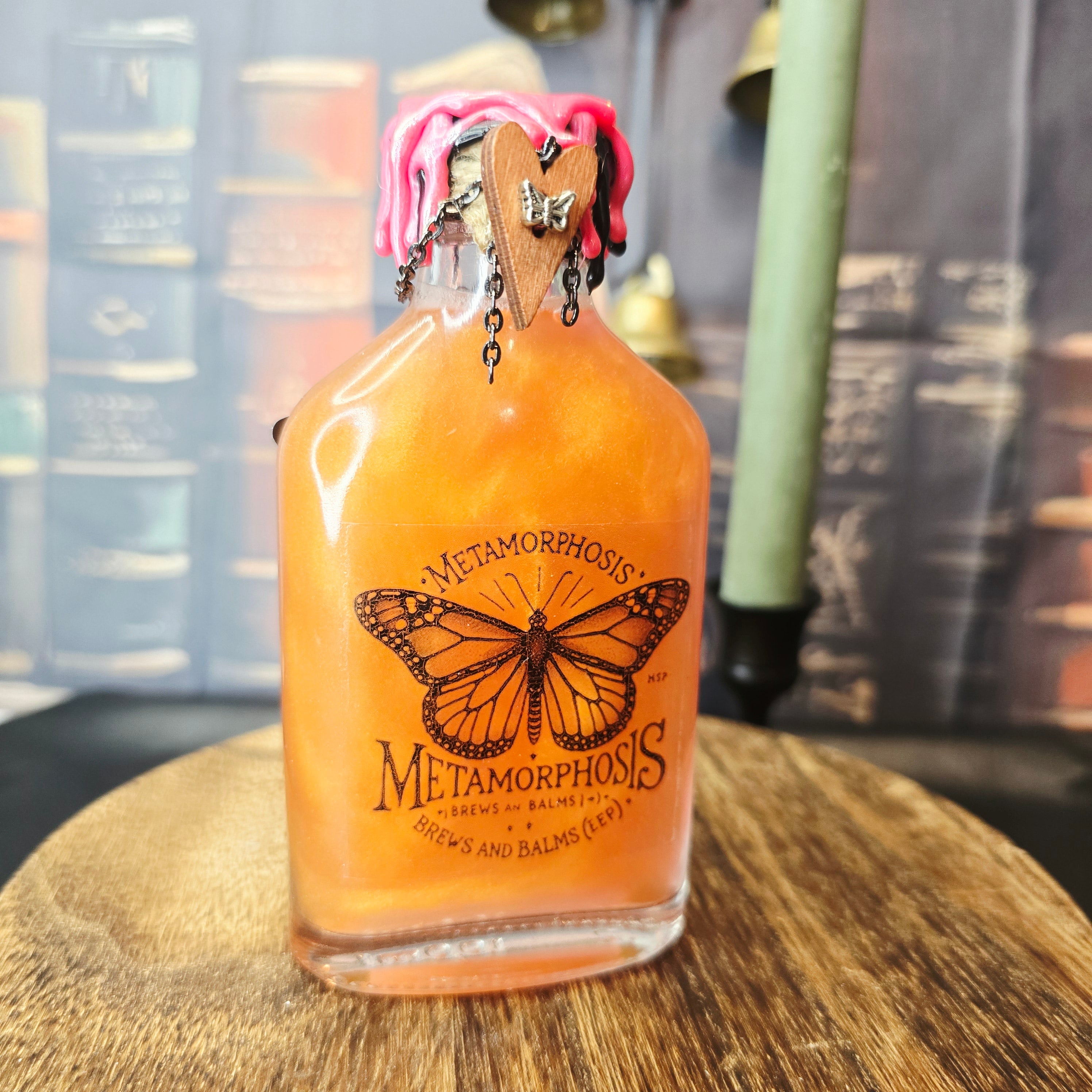 Handmade Metamorphosis Monarch Butterfly Potion Prop, Color Changing Liquid Decorative Bottle!