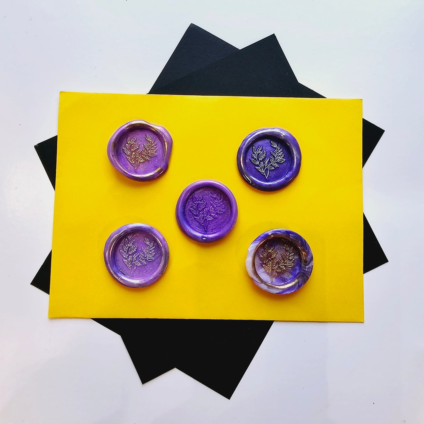 Eucalyptus Wax Seals Metallic Marbled Purple Silver & Gold Set of Five