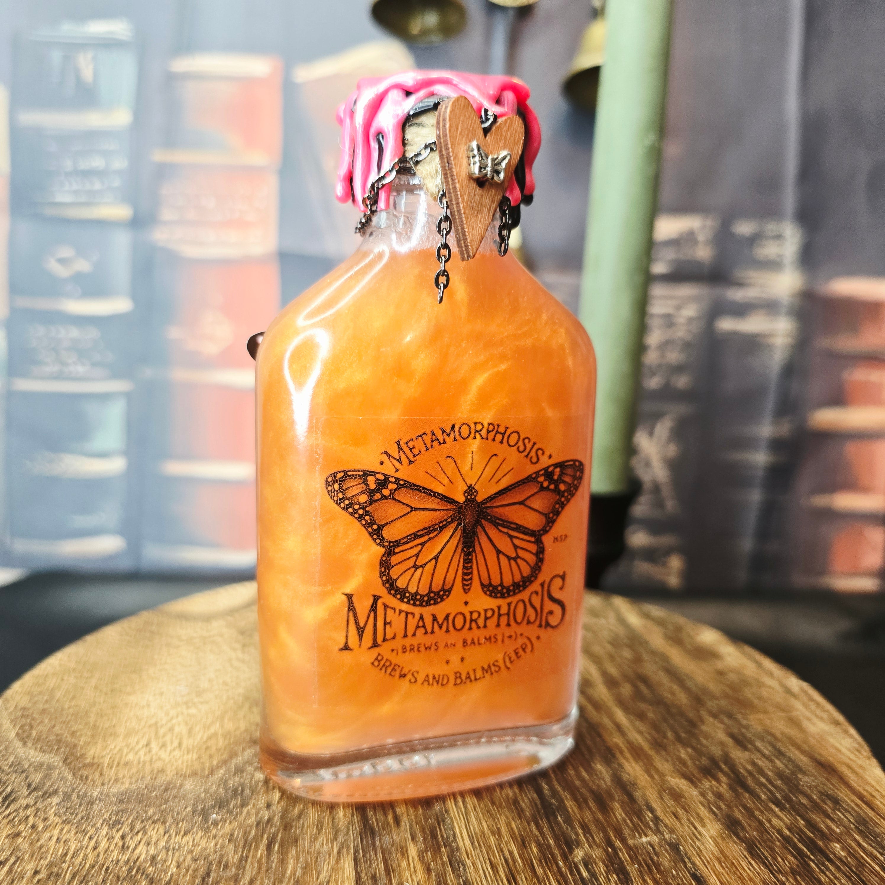 Handmade Metamorphosis Monarch Butterfly Potion Prop, Color Changing Liquid Decorative Bottle!