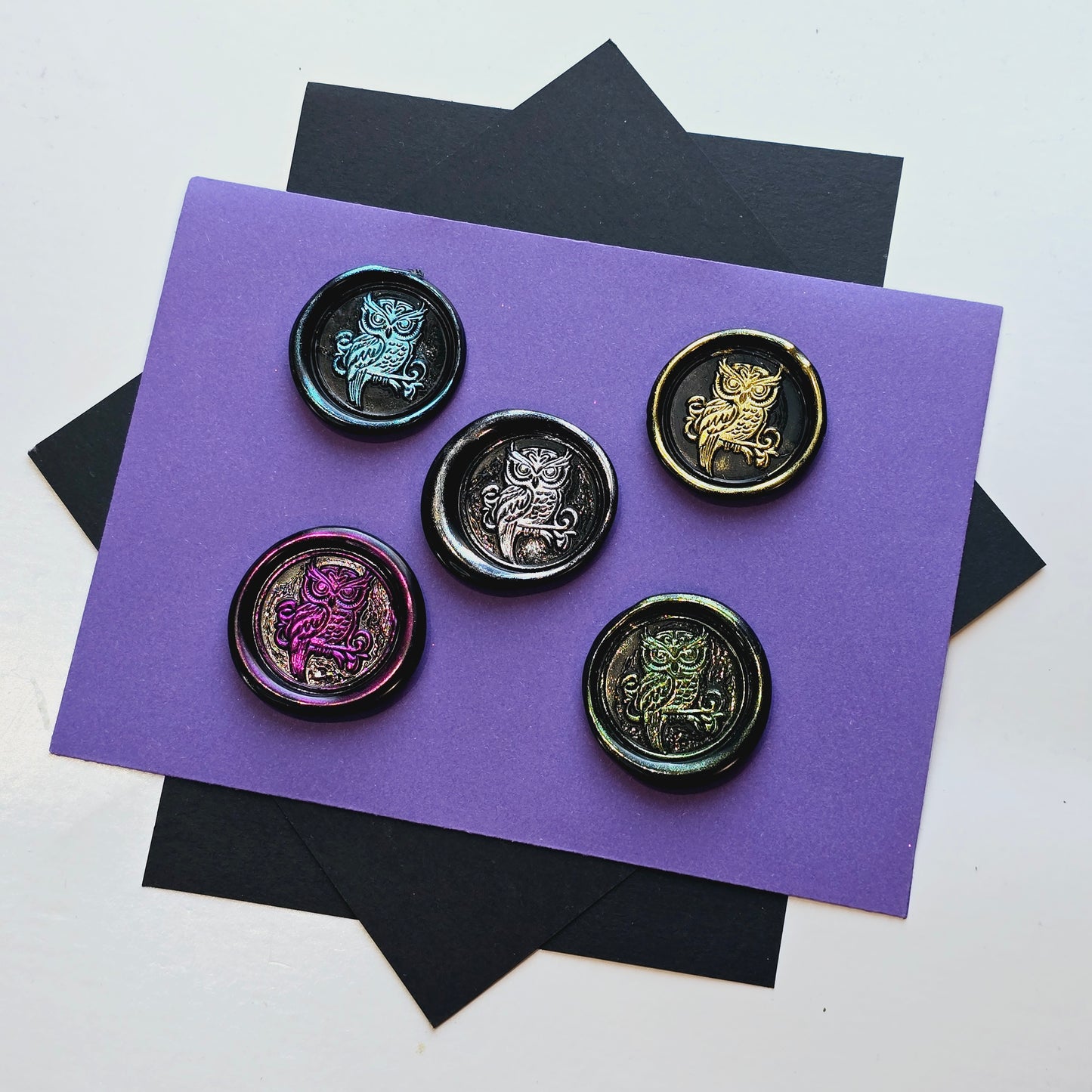 Owl Wax Seals Metallic Multi Color Set of Five